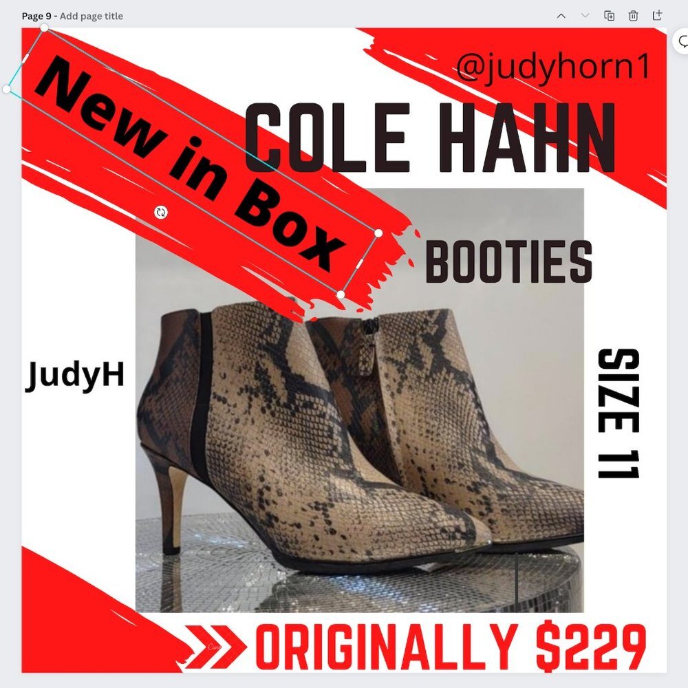 Cole Haan Booties Grand Ambition Arietta Snake Print